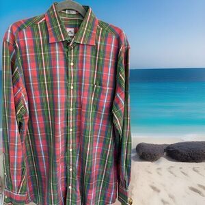 Peter Millar Men's Dress Shirt Sz Lg.‎ Plaid Button Down Weekender Finish EUC